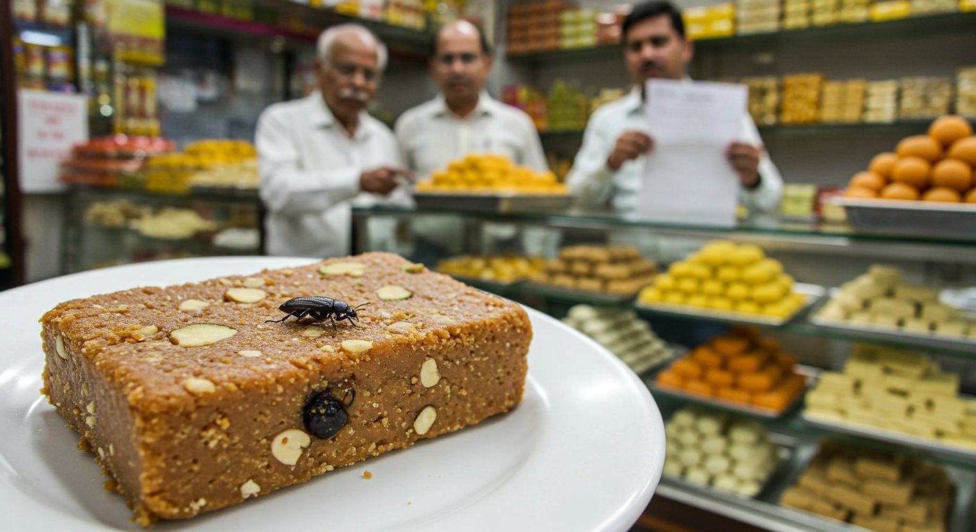देवीराम स्वीट्स की मेवाबाइट में निकला कीड़ा: ग्राहकों के भरोसे को लगा झटका, FSDA टीम ने थमाया नोटिस