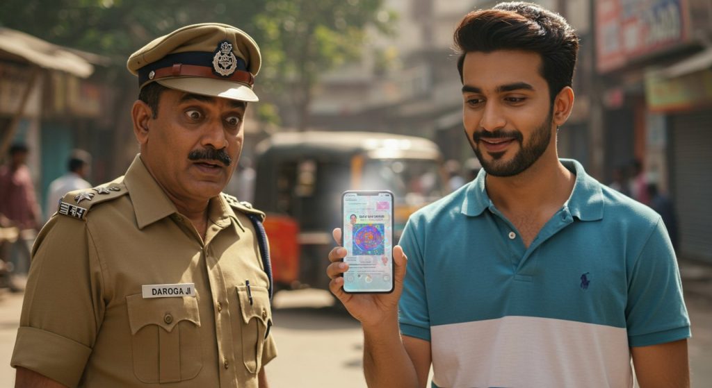 When asked for a license, the boy showed a unique method on his mobile; the inspector was left stunned!