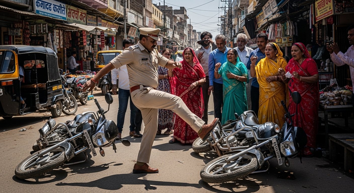 बरेली में दरोगा की दबंगई का वीडियो वायरल: लात मारकर गिराईं बाइक, लोगों से किया दुर्व्यवहार; एसएसपी ने तुरंत की कार्रवाई