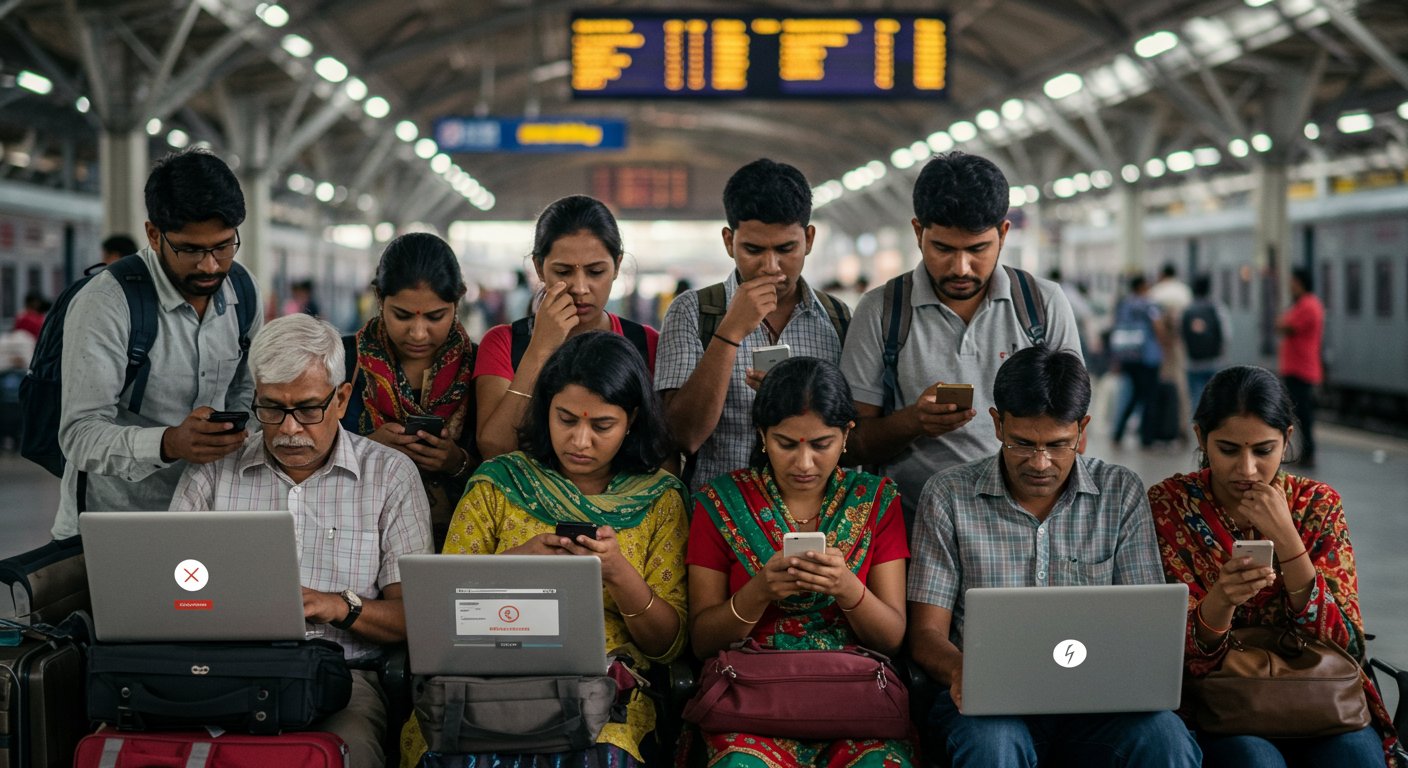आईआरसीटीसी वेबसाइट ठप: टिकट बुकिंग में भारी बाधा, हजारों यात्री हुए परेशान; अधिकारियों ने बताया तकनीकी खराबी