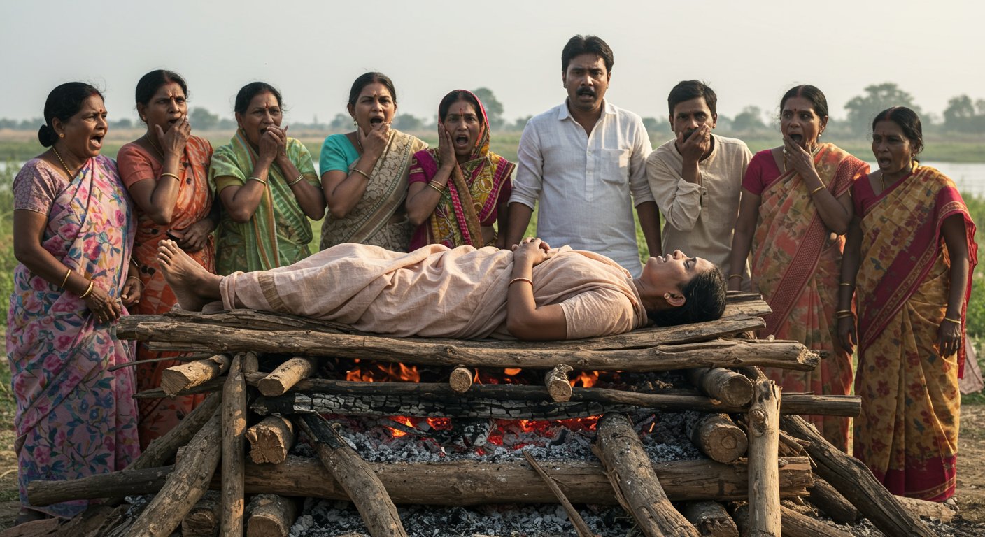बेहोश हुई पत्नी को डॉक्टर ने मृत बताया, चिता पर खुली आँखें – फिर क्या हुआ, जिसने सबको चौंकाया?