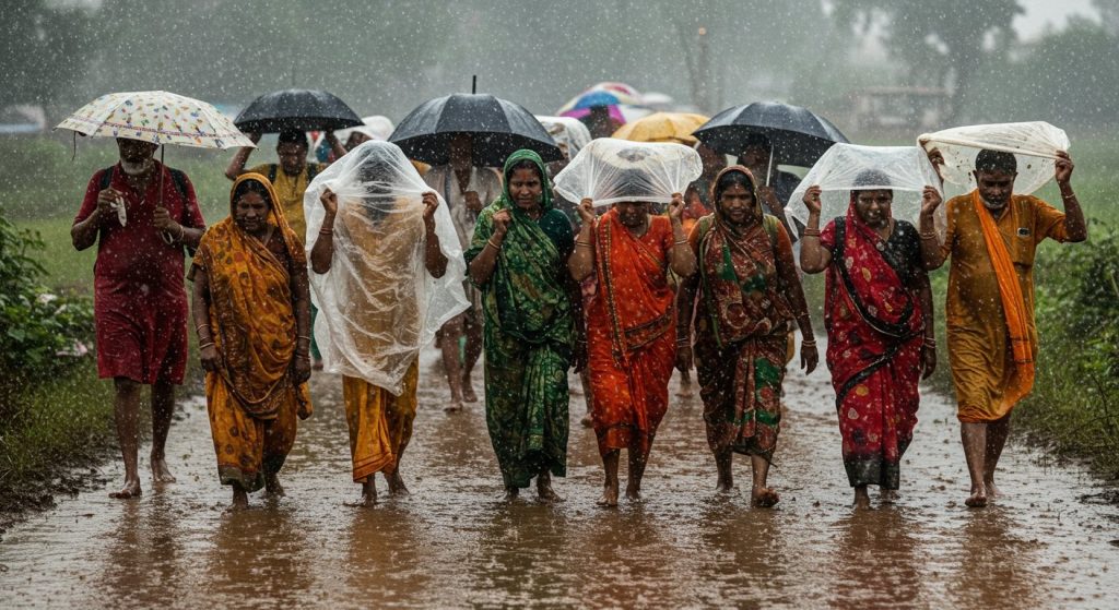 42 km Pilgrimage in Ayodhya Amidst Rain and Mud: Devotees' Unwavering Resolve
