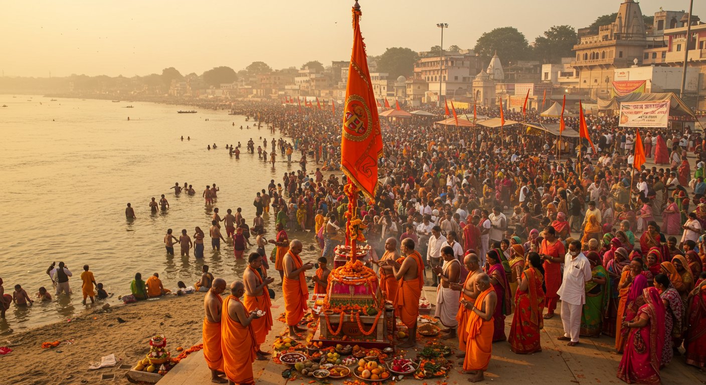 बदायूं में ‘मिनी कुंभ’ ककोड़ा मेले का झंडी पूजन के साथ भव्य शुभारंभ, गंगा तट पर उमड़ा आस्था का सैलाब