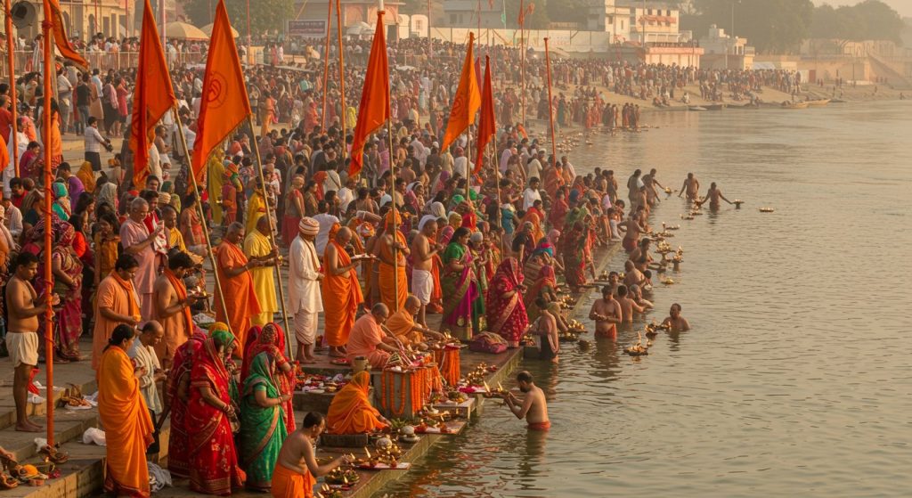 Badaun's 'Mini Kumbh' Kakora Fair Begins: Sea of Devotion Surges on Ganga Banks with Jhandi Pujan