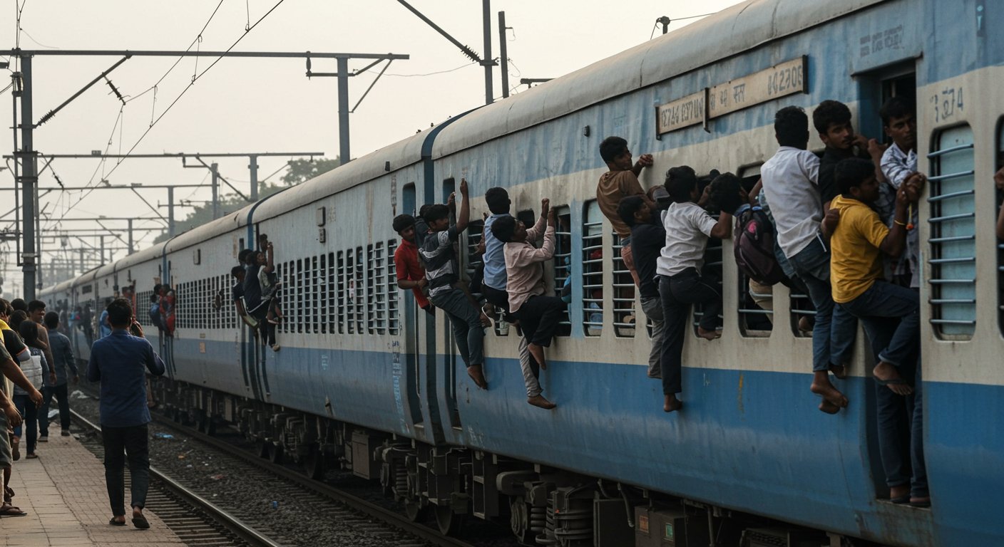 कानपुर: पूर्वांचल की ट्रेनों में ‘मौत का सफर’, पैर रखने की जगह नहीं; गेट पर लटककर जान जोखिम में डाल रहे यात्री
