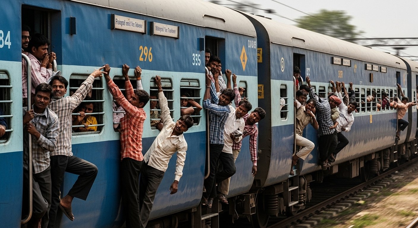 कानपुर: पूर्वांचल की ट्रेनों में बेकाबू भीड़, जान हथेली पर लेकर गेट पर लटके यात्री