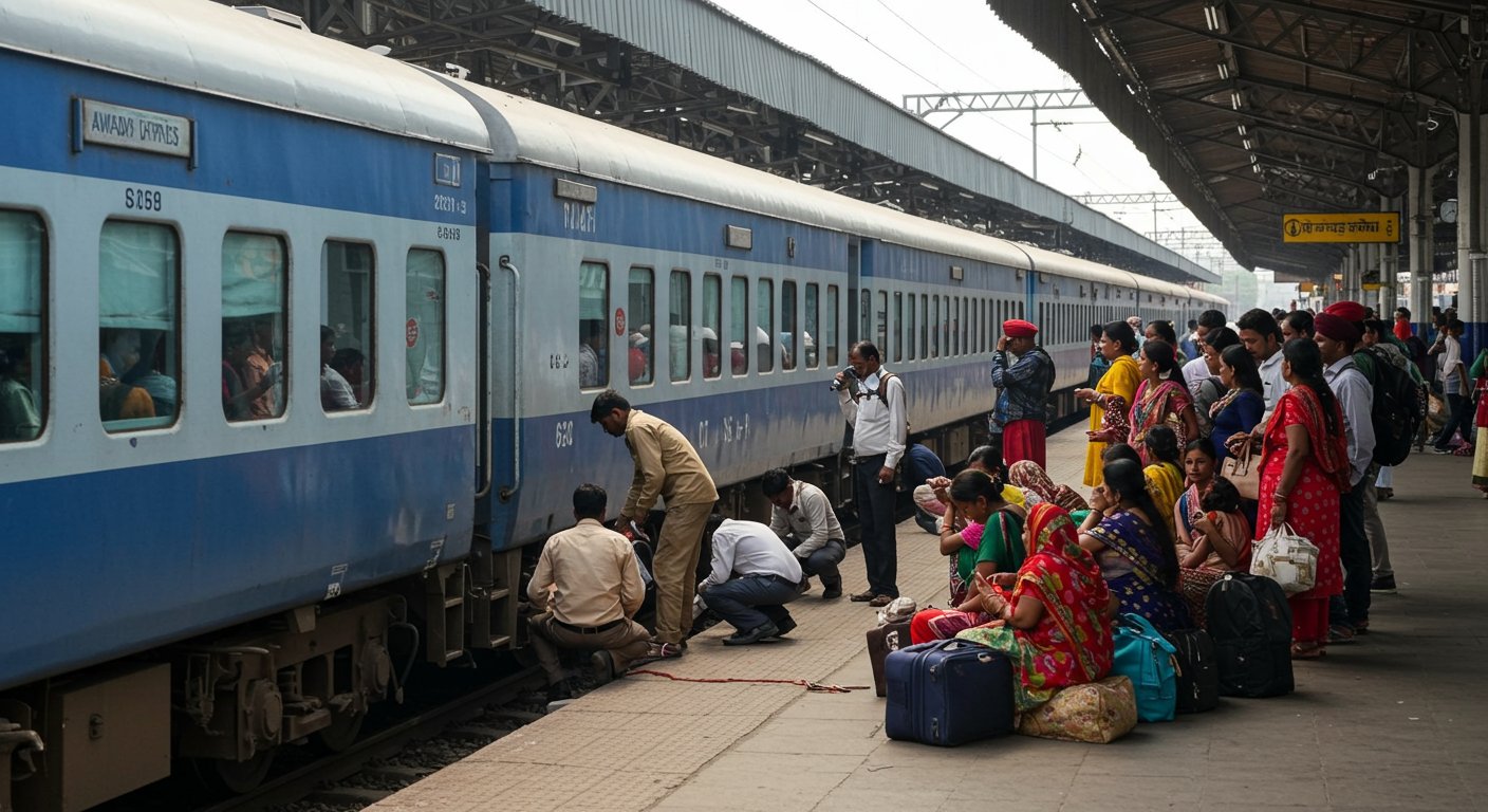 कानपुर में अवध एक्सप्रेस का सफर अटका: एसी कोच की स्प्रिंग टूटने से साढ़े तीन घंटे खड़ी रही ट्रेन