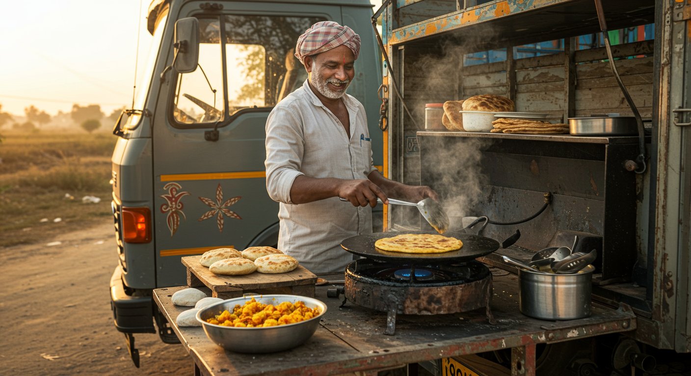 वाह उस्ताद! चलते ट्रक को बनाया चलती-फिरती रसोई, गरमा-गरम आलू पराठे का वीडियो वायरल