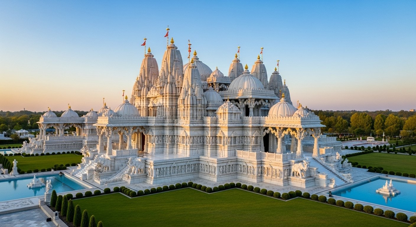 न्यू जर्सी में दुनिया के सबसे बड़े हिंदू मंदिर का अनावरण: जानें आध्यात्मिक भव्यता और निर्माण की अविश्वसनीय कहानी