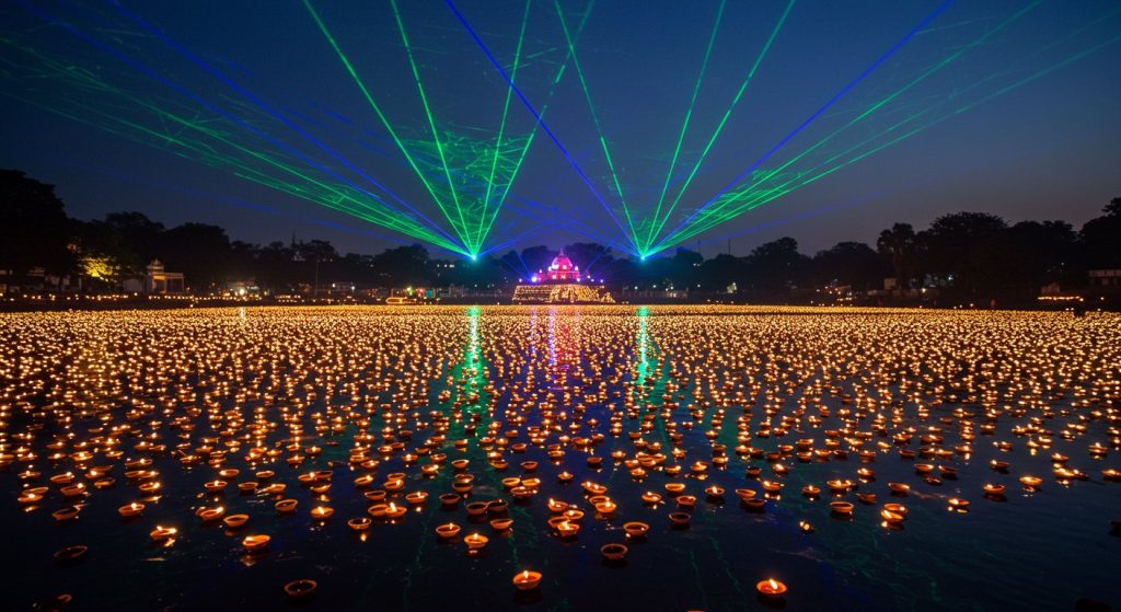 Achal Sarovar Illuminated by 'A Lamp for Cleanliness' Campaign: 51,000 Lamps and Laser Show Mesmerized, 1 Lakh Lamps to be Lit Next Year!