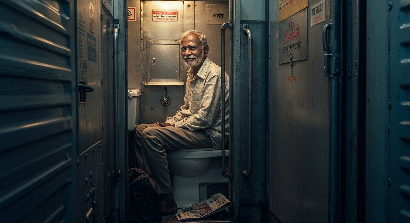 सीट न मिलने पर अंकल ने वॉशरूम को बनाया अपना ठिकाना, वीडियो देख लोग बोले ‘ये तो लेजेंड है’!