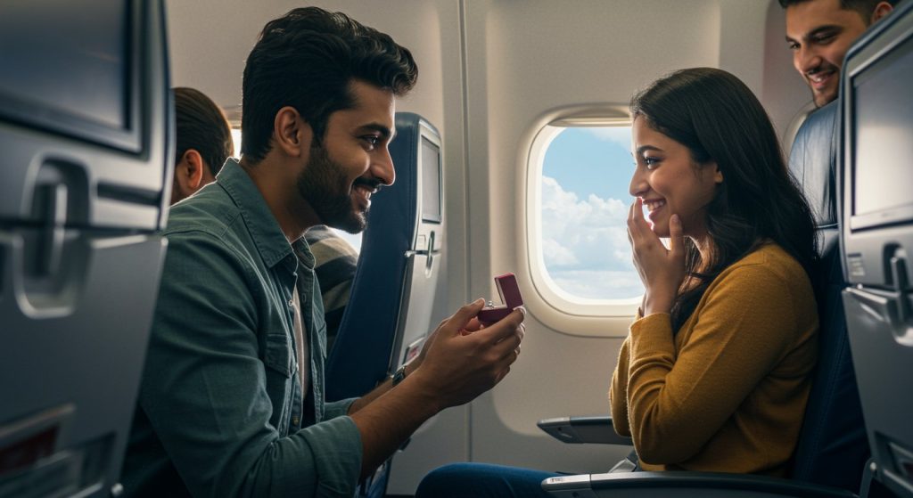 Proposed with 'I Love You' on a Flight: Love Echoed in the Sky, Girl Blushed!