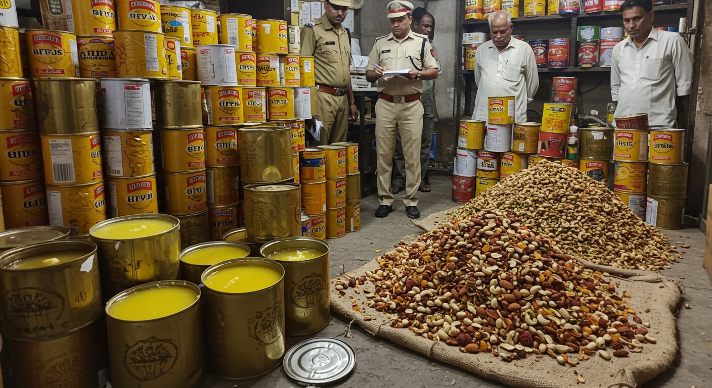 लखनऊ में मिलावटी घी-तेल का भंडाफोड़: 756 टिन जब्त, सड़े मेवे नष्ट, सेहत पर बड़ा खतरा!