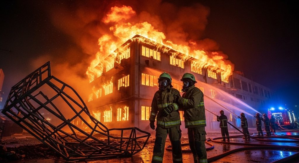 Lucknow: Massive Fire in Four-Storey Pipe Warehouse; 3 Firefighters Injured as Railing Collapses