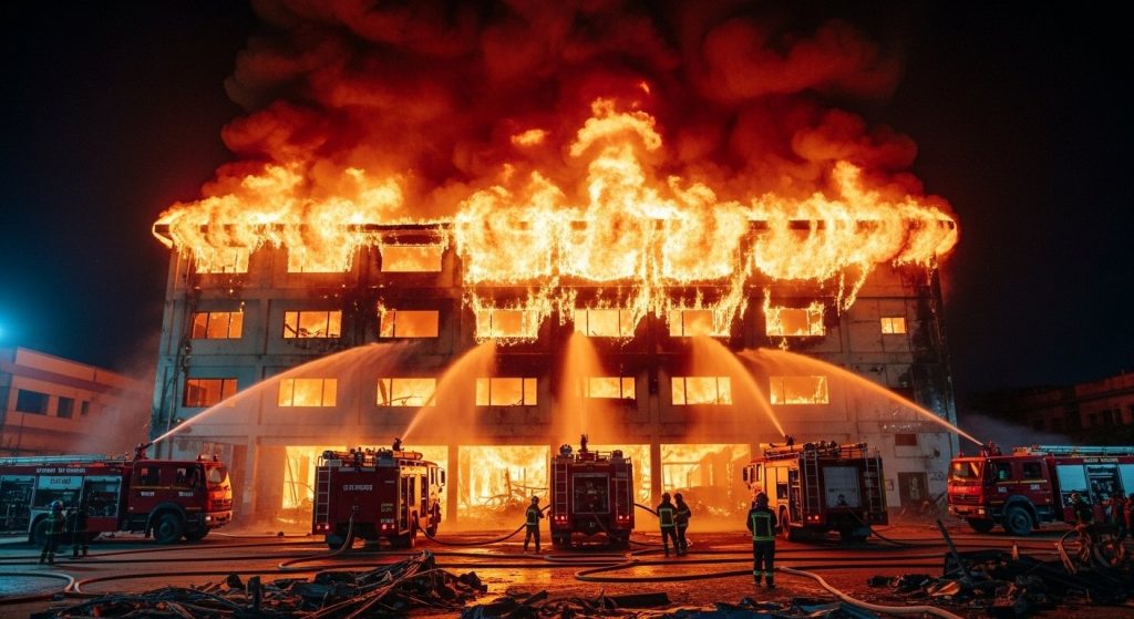 Lucknow: Devastating Fire Engulfs Four-Storey Pipe Warehouse, 8 Fire Tenders Battling Blaze, Loss Worth Lakhs