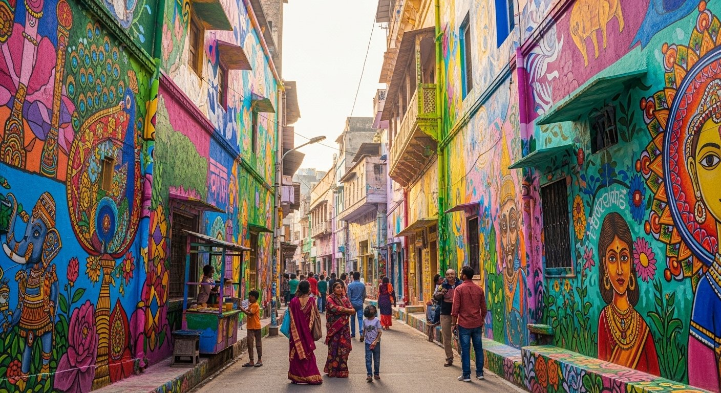 मक्था का जादुई बदलाव: रंग-बिरंगी गलियां बनीं कला का नया घर, देश में मचा धमाल!