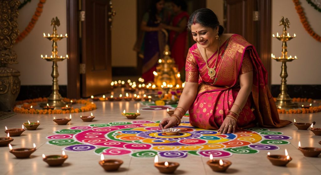 Diwali: 'Desi Jugaad' to Make Rangoli in 5 Minutes Goes Viral, Auntie's Method Wins Everyone's Heart!