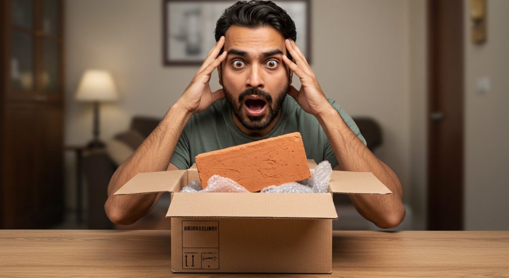 Man ordered a phone worth lakhs online, opened the box to find a brick! He was stunned.
