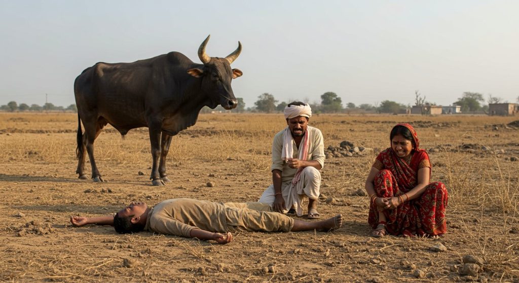 Raging Bull's Deadly Attack in Meerut: Farmer Tossed to Death, Rescuer's Hand and Wife's Leg Broken