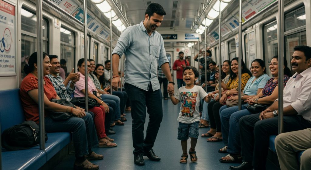 Viral Video: Father-Son Duo's Tremendous Dance to Bhojpuri Song in Metro, People Held Back Their Laughter!