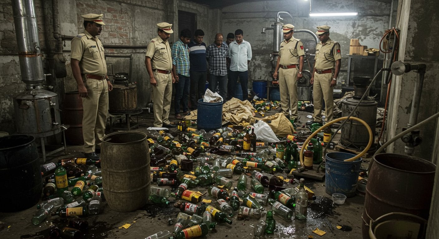 मुरादाबाद: नकली शराब फैक्टरी का भंडाफोड़, दस पर गैंगस्टर एक्ट लगा, चार आरोपी जेल भेजे गए