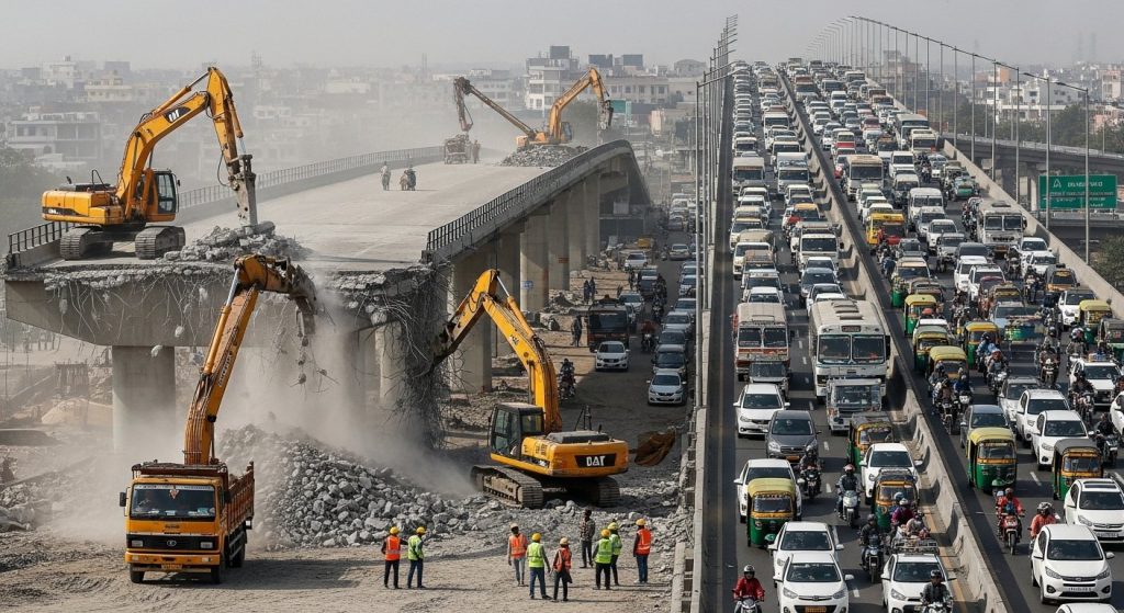 Demolition of Old Gagan Bridge begins in Moradabad: New bridge to face increased load, severe traffic jams feared on Delhi Road!