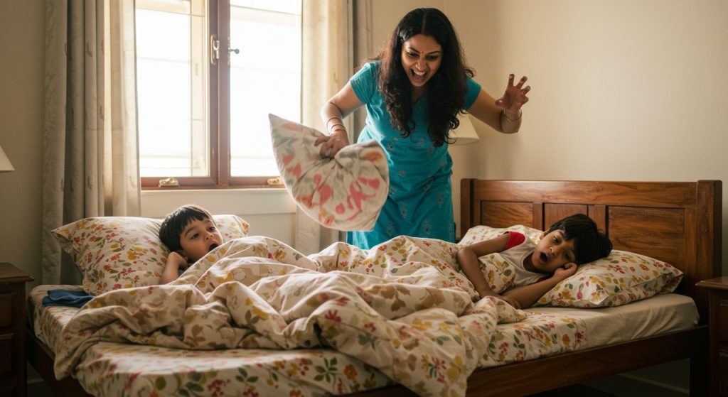 Mother's Unique Trick: 'Dangerous' Method to Wake Up Late-Sleeping Children Goes Viral