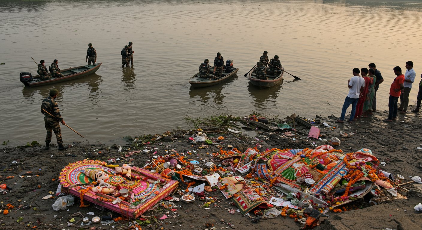 मूर्ति विसर्जन हादसा: एक को बचाने गए 12 लोग डूबे, 5 शव मिले, सेना 7 की तलाश में