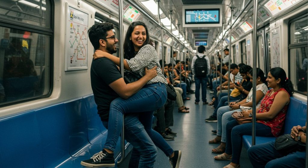 Video of 'Naughty' Couple in Delhi Metro Goes Viral: Uproar Over Girl Lifted on Lap, Public Decency Questioned.