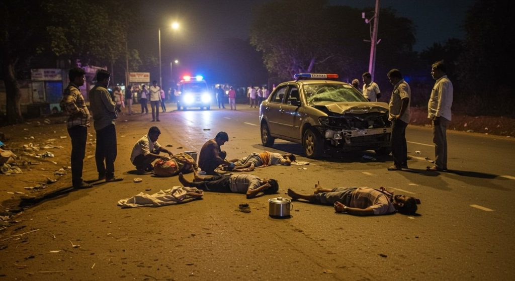Death's Rampage in Bareilly: Speeding Car Runs Over Four Laborers Waiting for a Vehicle; Two Dead, Two Injured