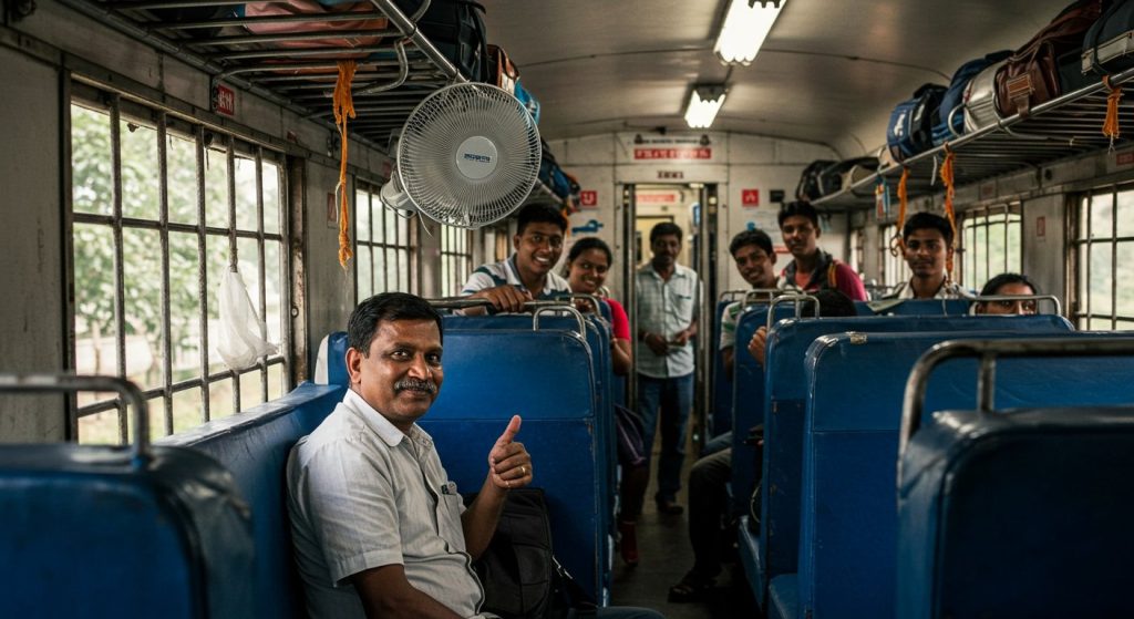 Long Live 'Desi Jugaad'! Passenger installs personal table fan in train, video goes massively viral, see what people said!