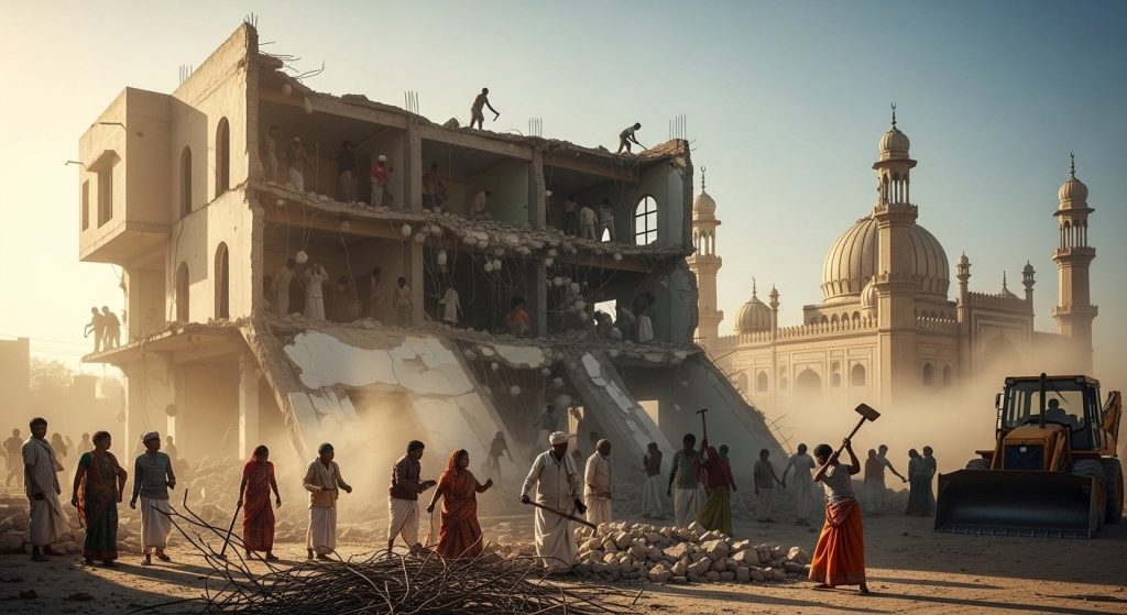 Controversial Demolition of Marriage Hall Adjacent to Mosque in Sambhal: Locals Acted Before Bulldozer Arrived, Owaisi Raises Strong Objection