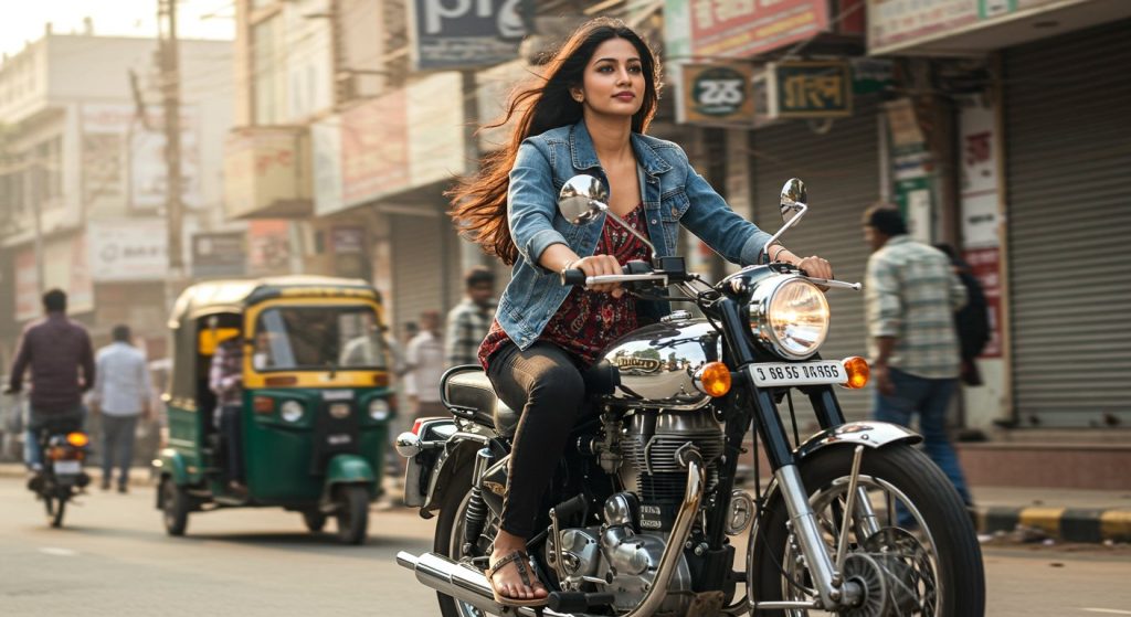 Bullet Rani's Fearless 'Swag': Video of woman riding Royal Enfield without helmet goes viral, raises questions on rules.