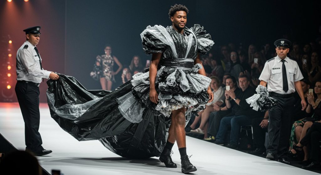 Man walks ramp in plastic bags, guards do something that leaves people stunned!