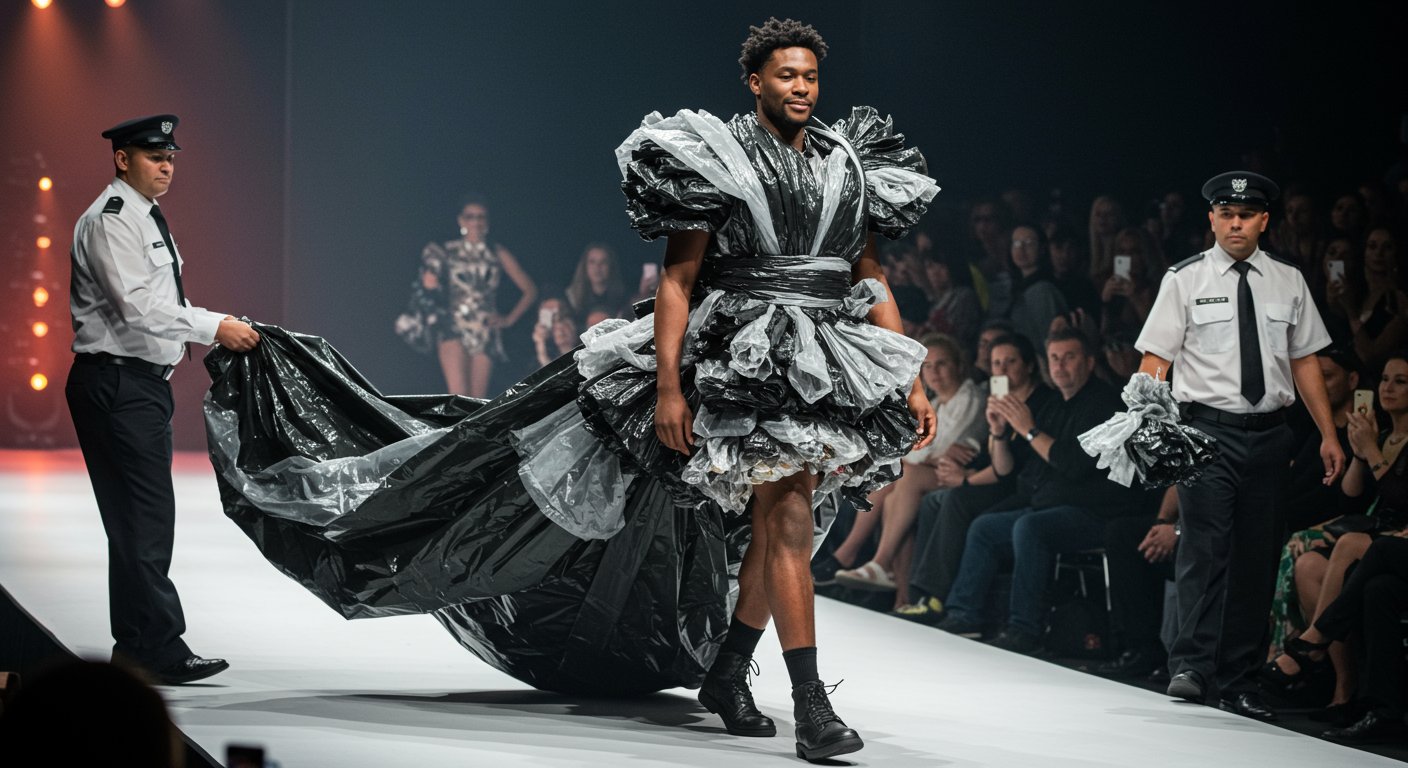 प्लास्टिक बैग पहनकर रैंप पर चला शख्स, गार्ड्स ने ऐसा कुछ किया कि लोग रह गए दंग!