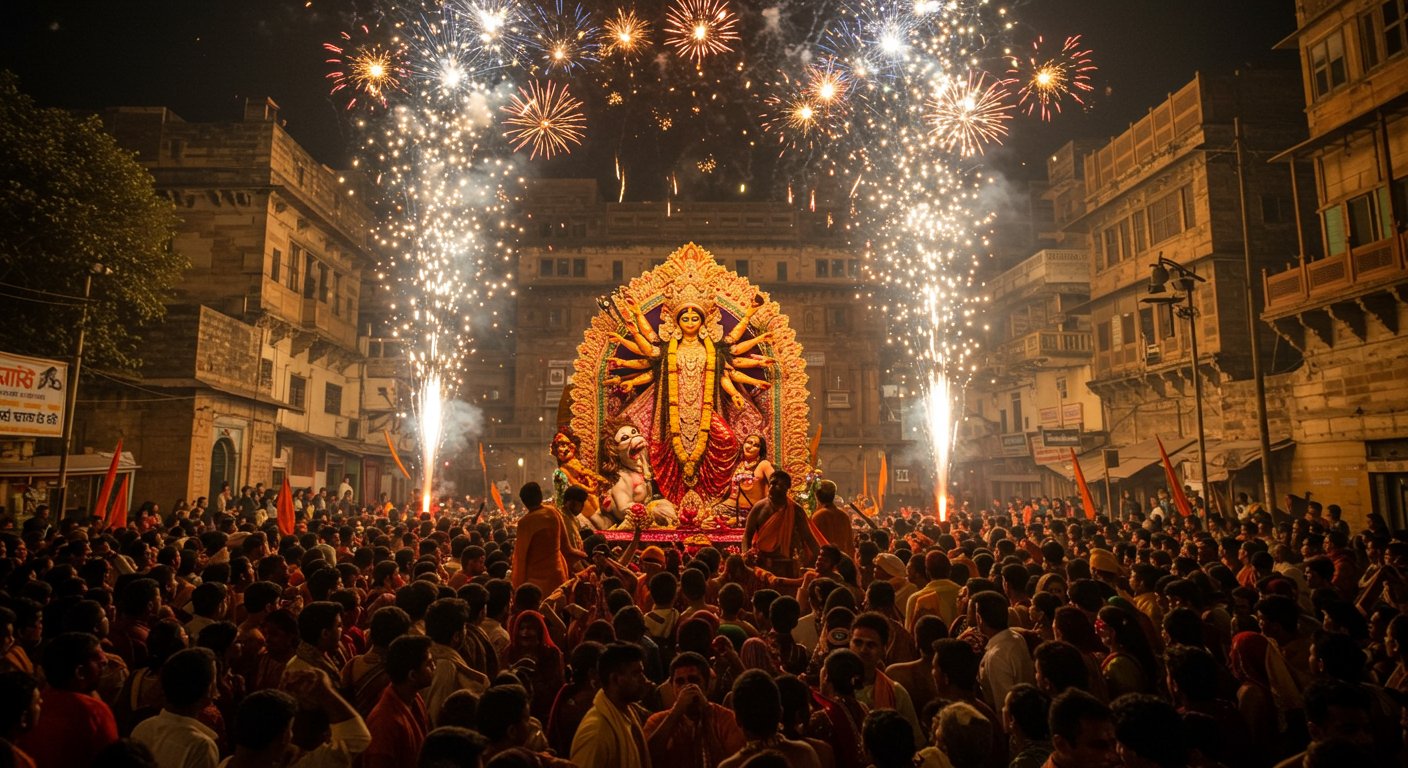 PHOTOS: सिंदूर खेला के बाद मां दुर्गा की भव्य विदाई, गोदौलिया चौराहे पर पांच परिक्रमा और आतिशबाजी से वाराणसी हुआ भक्तिमय