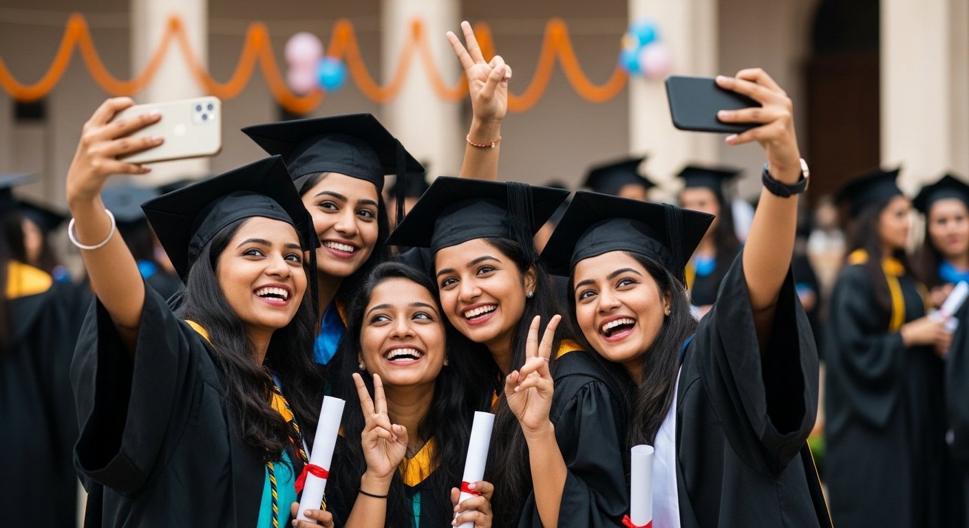 दीक्षांत समारोह में छात्राओं ने मचाई धूम, मस्ती भरी तस्वीरें और सेल्फी हुईं वायरल – देखें झलकियां