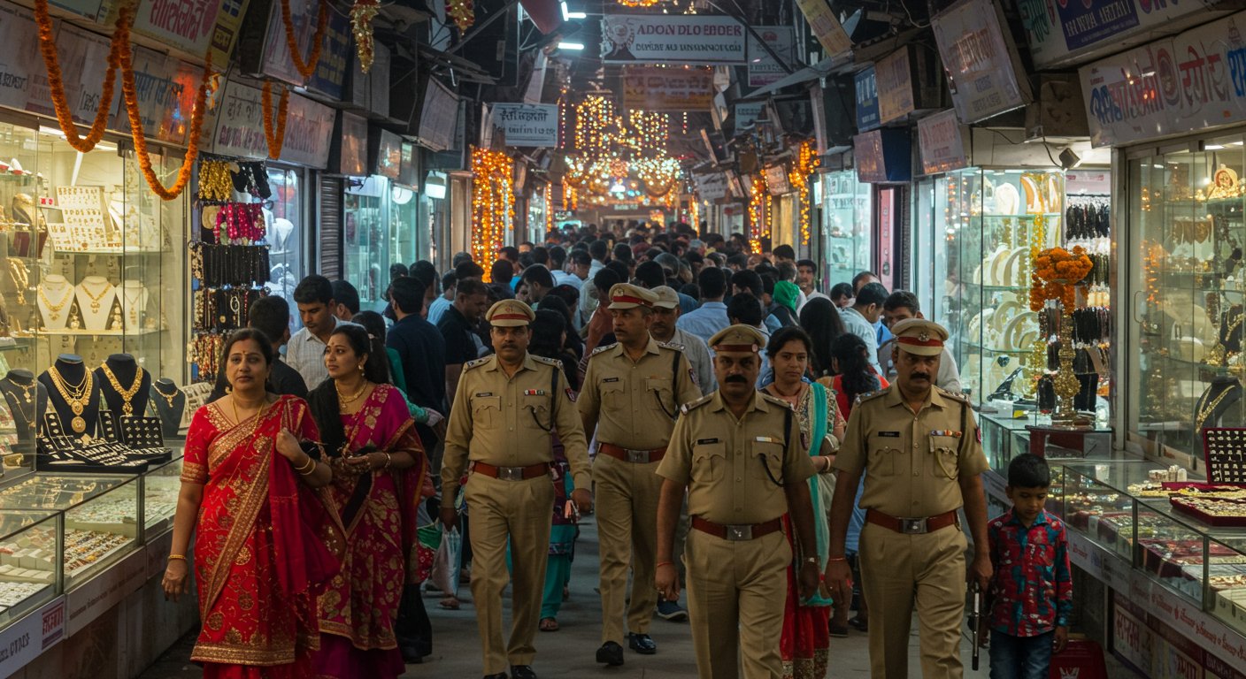 दिवाली से पहले बरेली के सराफा बाजार में पुलिस का सख्त पहरा, अधिकारियों ने पैदल घूमकर दिया सुरक्षा का संदेश