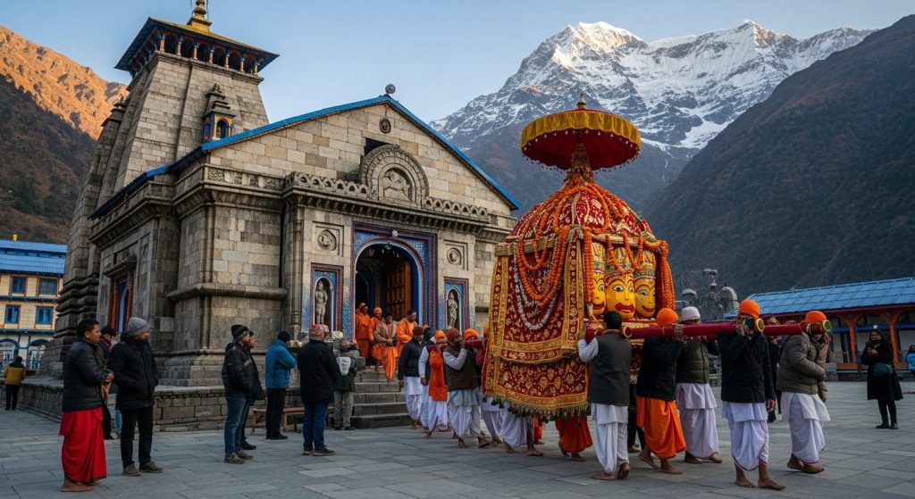Process to Close Kedarnath Dham's Portals Begins: Panchmukhi Doli Arrives at Temple, 17.45 Lakh Devotees Visit; Last Puja of the Year Tomorrow