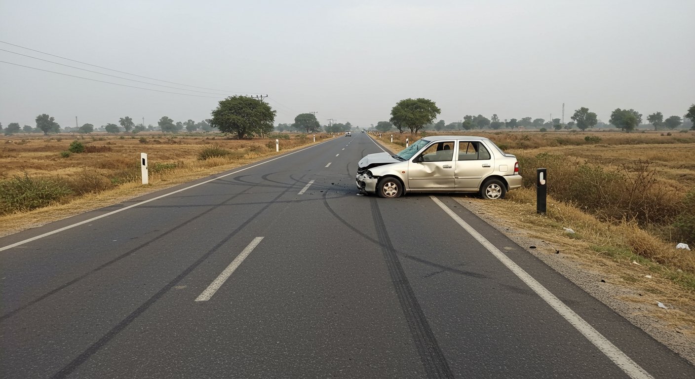 यूपी में भीषण सड़क हादसा: पंक्चर कार, तेज़ रफ़्तार और ड्राइवर की झपकी बनी मौत की वजह, टायर के निशान खोल रहे राज़