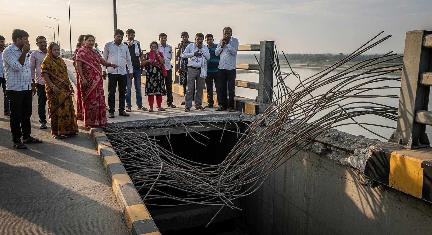 गाजीपुर में पुल की रेलिंग टूटी: वाहन गिरने की आशंका से सहमे लोग, पुलिस CCTV खंगालने में जुटी