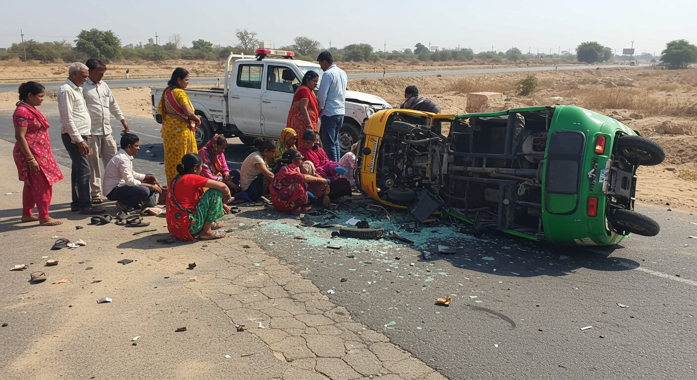 राजस्थान: NH 21 पर भयानक टक्कर, पिकअप ने ई-रिक्शा को रौंदा; एक ही परिवार के नौ लोग घायल, सात की हालत गंभीर
