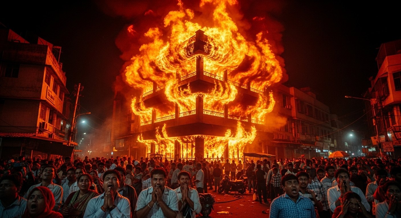 यूपी: आग का गोला बना रेस्टोरेंट, तीनों मंजिलें लपटों में घिरीं; सड़क तक फैली दहशत, बचाओ-बचाओ चिलाती रही भीड़