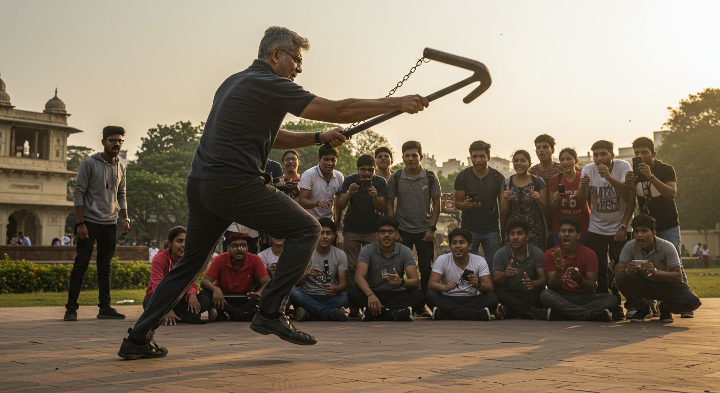 भारतीय सेना के रिटायर्ड अफसर का ‘आयरन नंचकू’ करतब वायरल: फिटनेस देख हैरान हुए युवा!