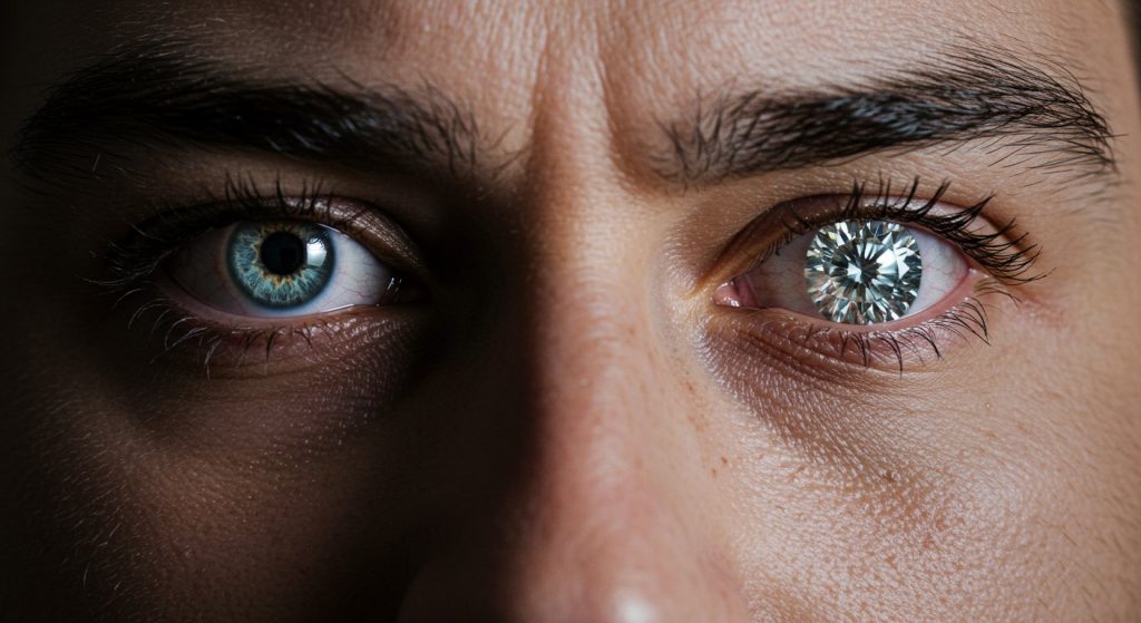 Man gets 2-carat diamond implanted in weak right eye; social media erupts.
