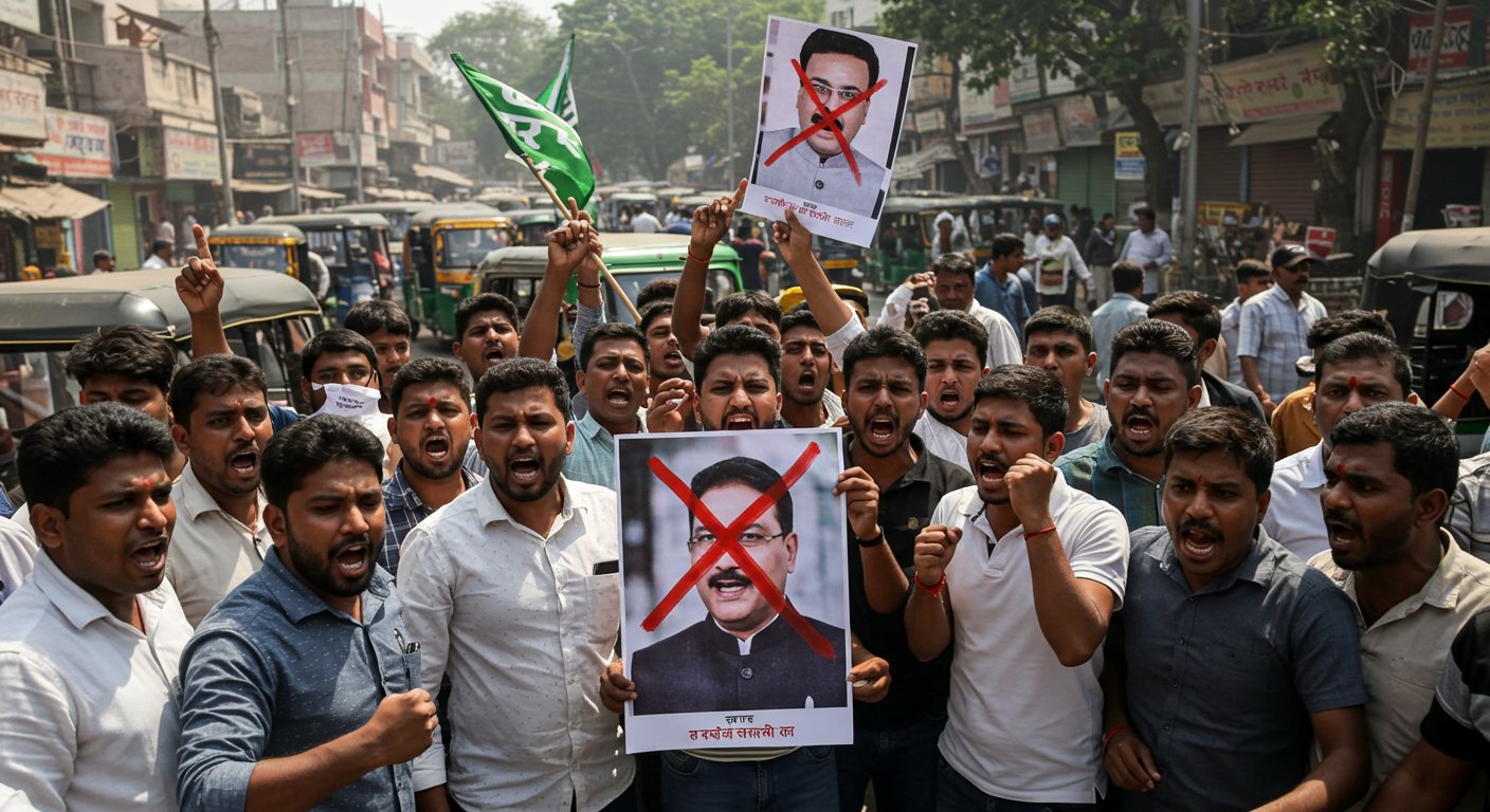 संभल में सपा विधायक इकबाल महमूद के बयान पर बवाल, ई-रिक्शा चालकों का उग्र प्रदर्शन, फोटो पर लगाया क्रास का निशान