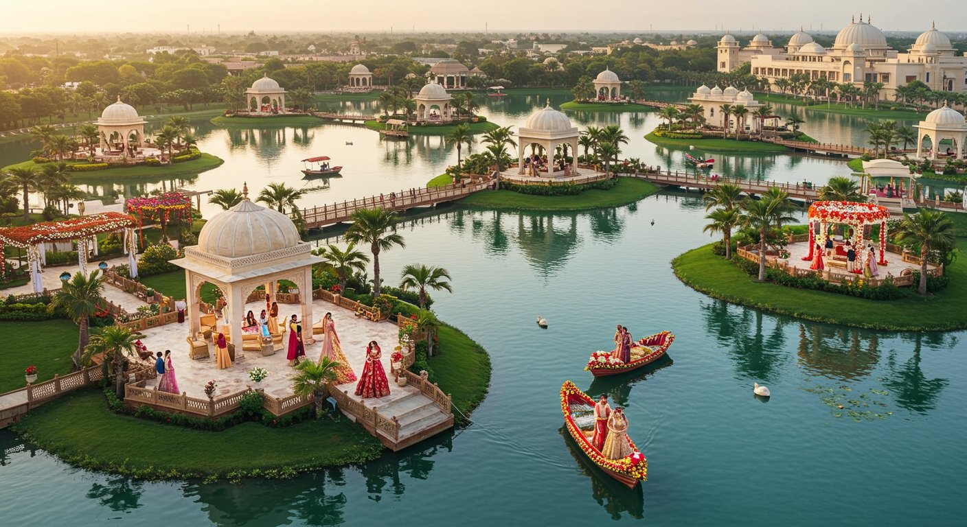 यूपी में 200 एकड़ में बनेगी इंटरनेशनल वेडिंग सिटी: कृत्रिम झील और आईलैंड का दृश्य, विदेशी करेंगे शादी!