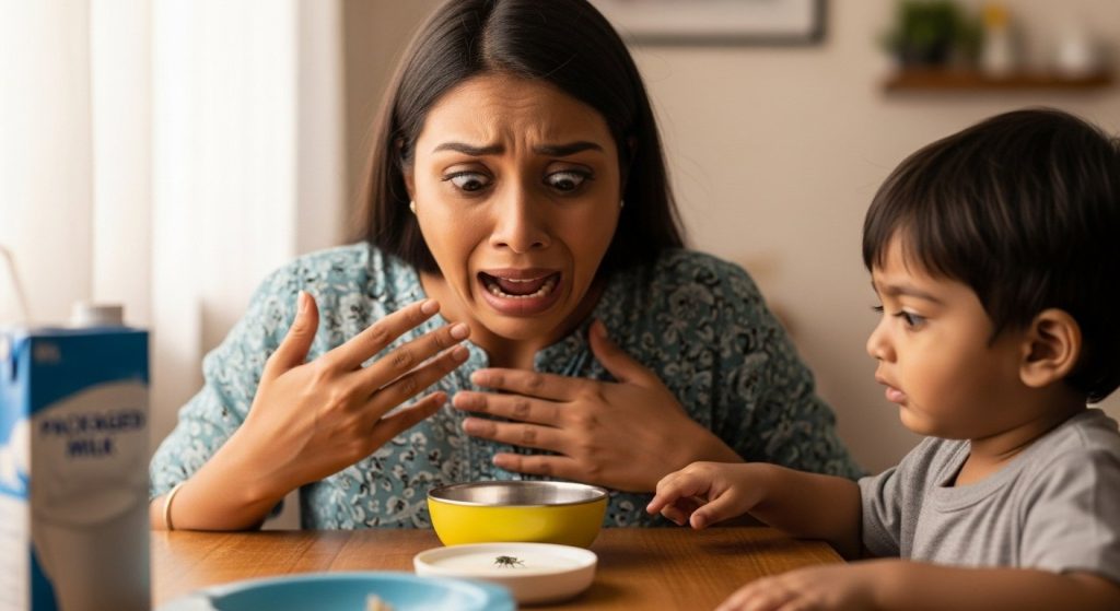Mother used to give her son packaged milk every morning, what she saw in the bowl left her stunned!