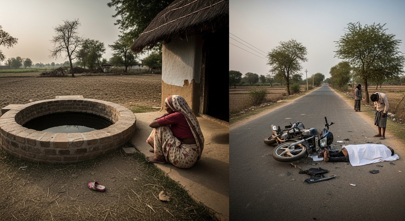 श्रावस्ती में दोहरी त्रासदी: मौसा के घर आई बच्ची कुएं में डूबी, सड़क हादसे में एक की दर्दनाक मौत