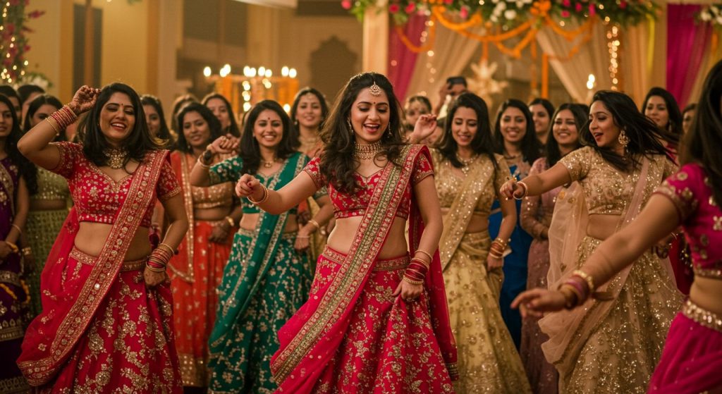 Sisters-in-law swayed their waists to the Nagin beat; people couldn't take their eyes off their graceful moves.